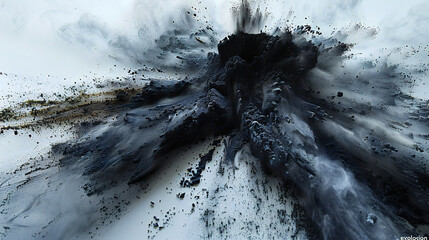 Black Chalk Explosion on White Background