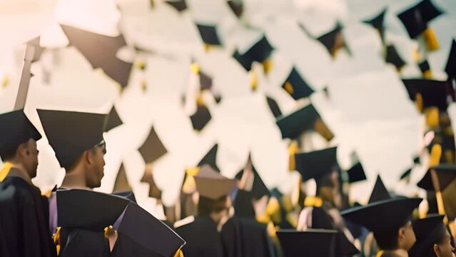 Graduates Tossing Caps in the Air at Ceremony Generative AI