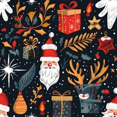 Cheerful Christmas with Festive Winter Symbols and Twinkling Accents