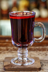Spicy mulled wine in a glass
