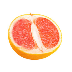 Half grapefruit citrus fruit isolated on white background. File contains clipping path.