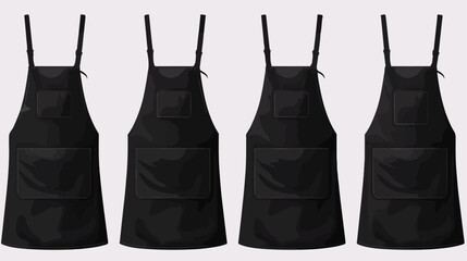Chef aprons. A set of black kitchen textile uniform
