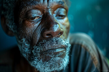 Obraz premium Homeless man, urban poverty and hunger, seeking help.