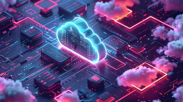 Cloudbased compliance management system showcasing data privacy laws, top view  Managing compliance in the cloud with a scifi tone and a Monochromatic Color Scheme