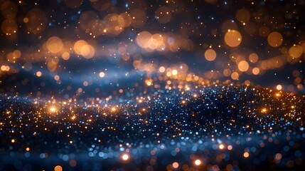 Fototapeta premium Glittering Celestial Background with Shimmering Gold and Blue Particles