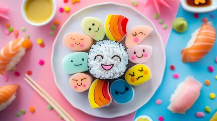 Obraz premium Symphony of Sushi: Vibrant Colors on a Plate