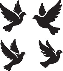 Fototapeta premium Flying Dove silhouette Pigeon black icon on white background
