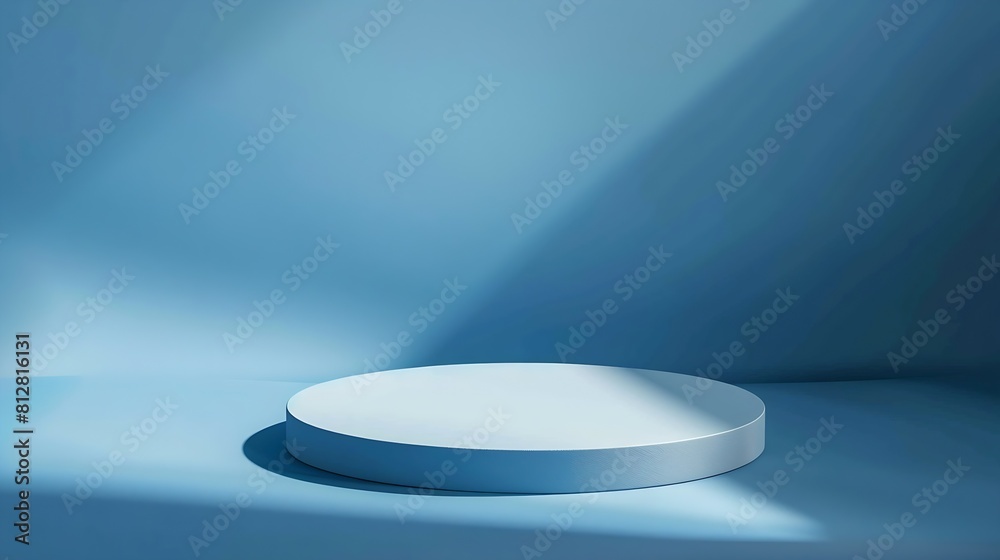 Aufkleber blue background for product presentation with shadows and light empty round podium mockup : generati
