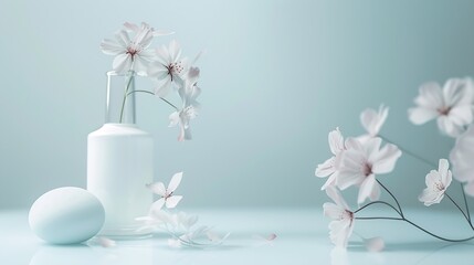 Cute and stylish branding mockup photo wit flowers : Generative AI