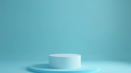 Abstract empty white podium on blue background Mock up stand for product presentation 3D Render Minimal concept Advertising template : Generative AI