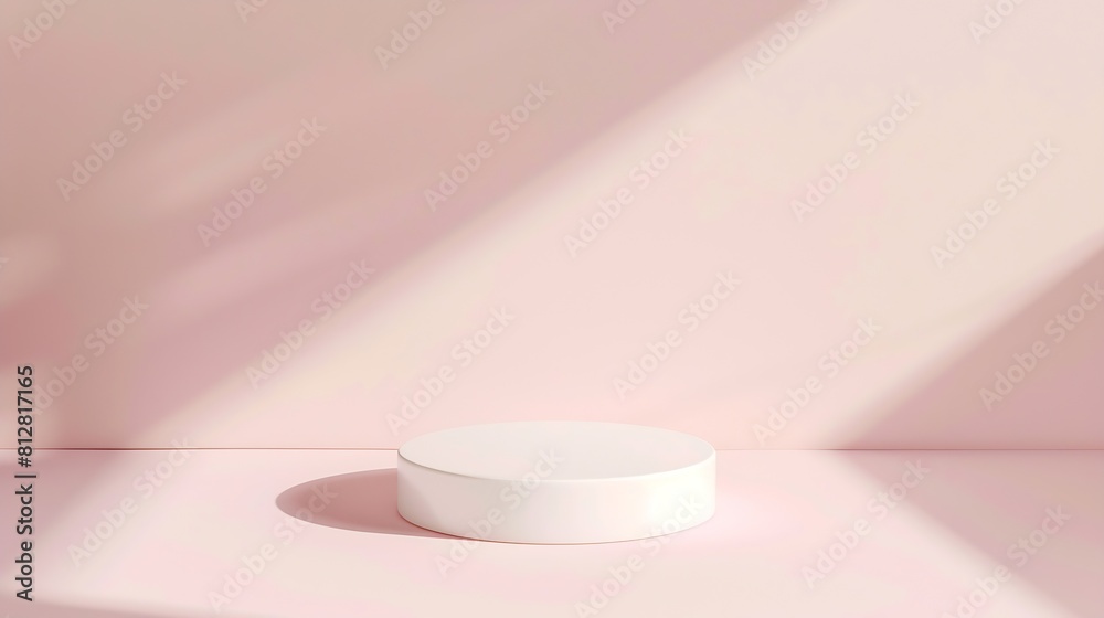 Poster Abstract empty white podium on pastel background with shadow Mock up stand for product presentation 3D Render Minimal concept Display product : Generative AI