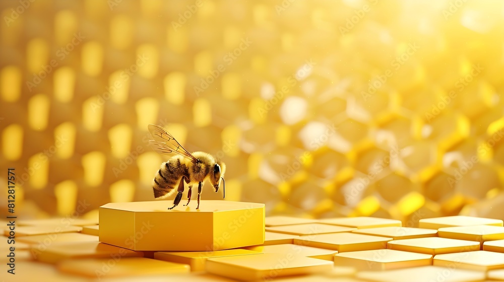 Aufkleber honeycomb background product podium display 3d stand of natural honey bee pedestal template mockup :