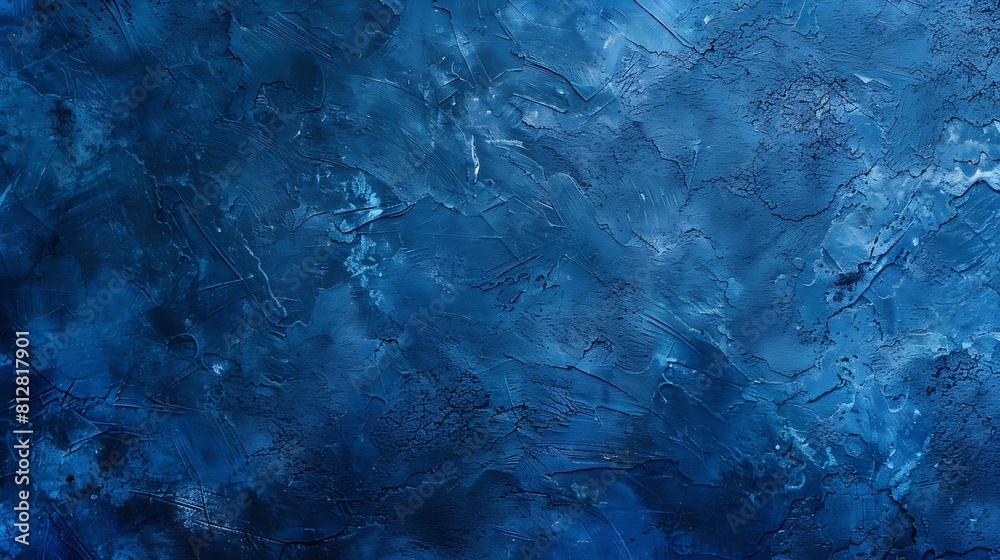 Aufkleber abstract gradient bright blue background panoramic grunge navy blue stucco wall background beautiful
