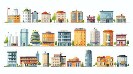 City elements - isolated cartoon set of buildings t