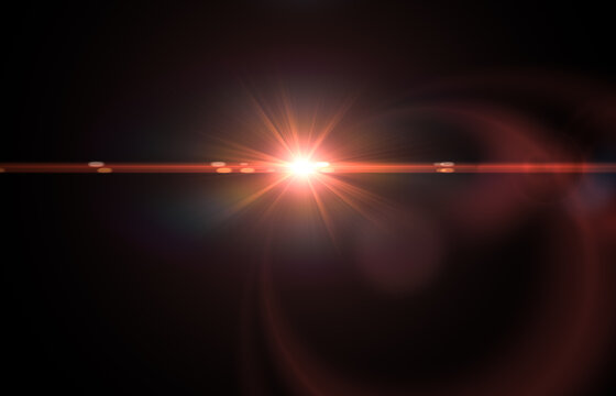 Sun Light Overlay. Sun rays overlay. Sun rays light isolated on black background, overlay design. anamorphic optics special lens light effect. abstract lens flare light over black background