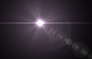 Lens flare, glow light effect on black. rays light effects, overlays or flare for design. screen...