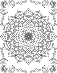 Printable Mandala Coloring Page for Adults. Educational Resources for School for Kids. Adults Coloring Book. Mandala Coloring Activity Worksheet.