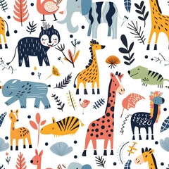 Obraz premium seamless pattern with animals