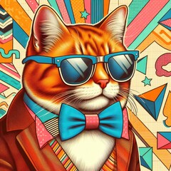 A cat wearing sunglasses and a s image harmony lively illustrator.