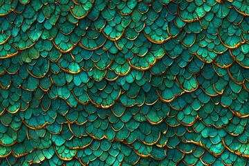 Fototapeta premium A green leafy pattern with gold accents