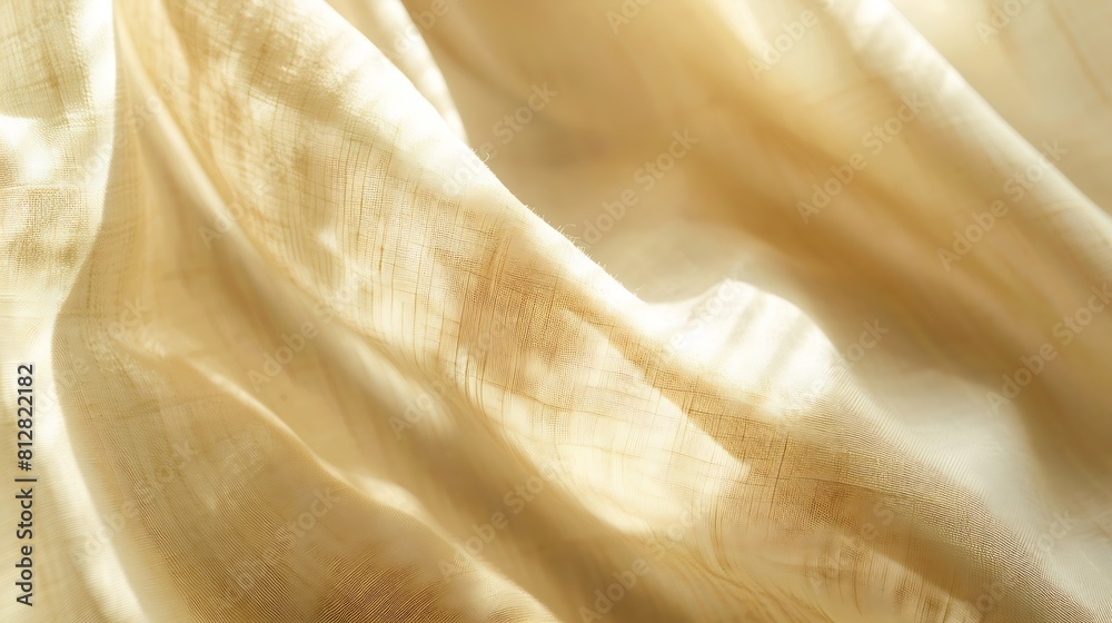 Aufkleber Aesthetic neutral beige linen texture background with a soft abstract sunlight shadows and folds : Generative AI