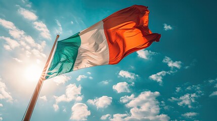 Italy Flag Against Sunny Sky, Representation of Italian Colors