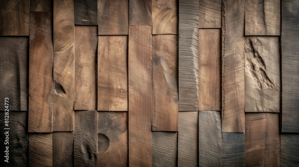 Wall mural a wooden wall with a pattern of planks showing distinctive wood texture