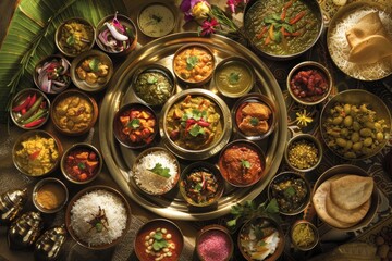 Abundant tray of food showcasing a delightful variety of dishes. Bountiful culinary concept.