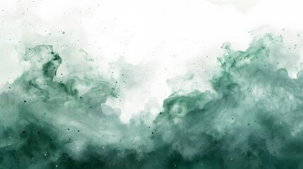 Abstract green watercolor background with splash, paint brush stroke and smoke effect on white background 
