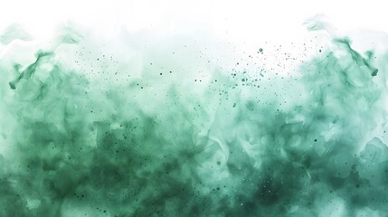 Abstract green watercolor background with splash, paint brush stroke and smoke effect on white background 
