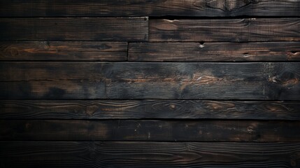 Fototapeta premium A dark wooden wall with many stacked planks showing distinctive wood texture