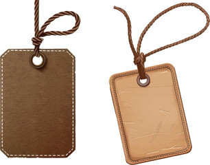Vector illustration of brown material tag for price or quality information about clothes and accessories