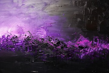 Vibrant purple brush stroke contrasted against a dark black background, creating a striking visual impact. Colorful abstraction concept.