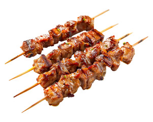 Pork skewers, on transparent background