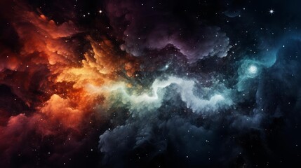 Galaxy formation in deep space flat design front view cosmic phenomenon theme water color Splitcomplementary color scheme