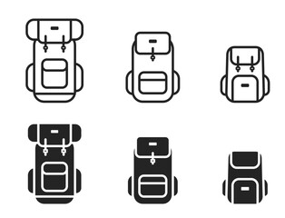 travel backpack flat and line icon set. vacation, tourism and hiking symbols. isolated vector images for tourism design