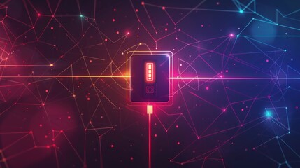 Electric socket with a plug. Connection and disconnection concept. lines, triangles and particle style design AI generated