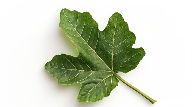 Top view of a green fig leaf isolated on a white background : Generative AI