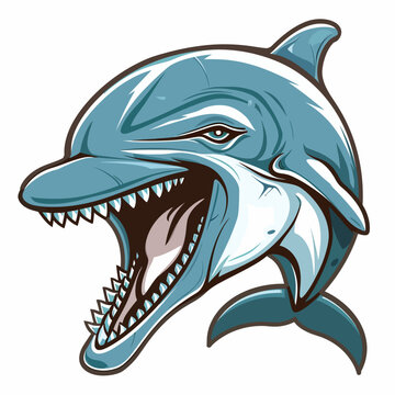 Graphics of angry Dolphin in sports graphic logo