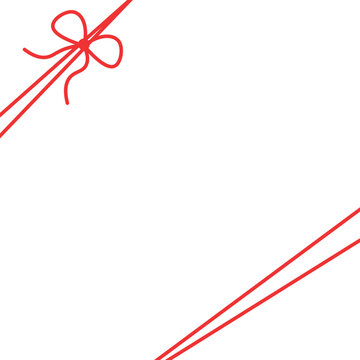 Red string bow ribbon line box package tied with rope vector design