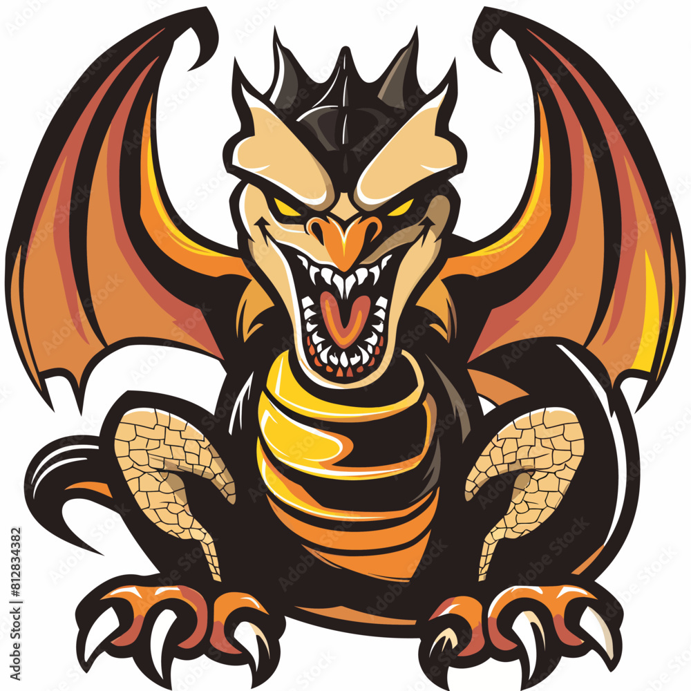 Wall mural graphics of angry dragon in sports graphic logo