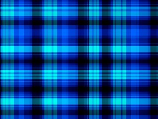 Fototapeta premium Black and neon blue plaid pattern background texture