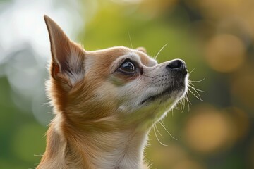 Closeup of a chihuahua's profile with defocused lights
