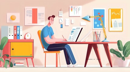 Cost Accountant Determining Costs of Business Operations in Office