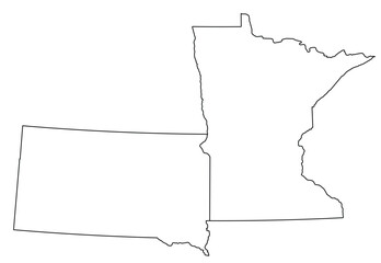 Map of the US states with districts. Map of the U.S. state of Minnesota, South Dakota
