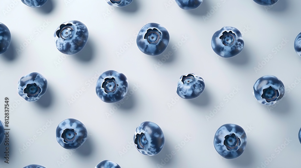 Poster creative layout made of blueberry on the white background flat lay food concept macro concept : gene