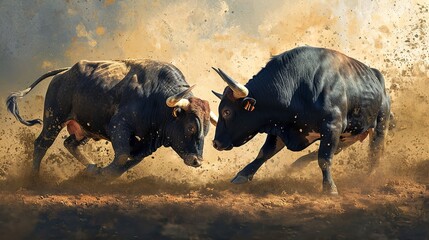 Battle of Bulls: Fierce Fighting