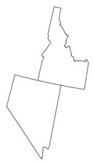 Map of the US states with districts. Map of the U.S. state of Nevada,Idaho