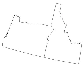 Map of the US states with districts. Map of the U.S. state of Oregon,Idaho