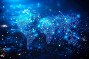 Global network or global communication background. telecommunication and data networks with global Internet connectivity for communication technologies.
